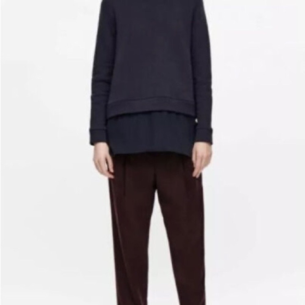 COS Black Long Sleeve Crewneck Sweatshirt Silk Accent Size: Small - Picture 2 of 15